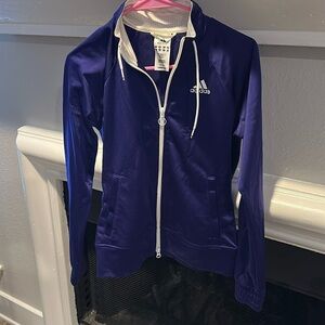 Adidas purple jacket with white detail